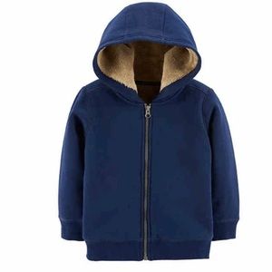 Carter cotton fuzzy lined hoodie blue autumn winter jacket boy kid clothing T3